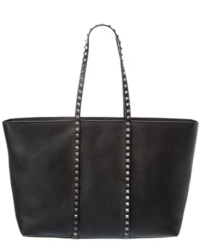 Valentino Garavani Valentino Rockstud Grainy Leather Tote In Black