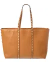 Valentino Rockstud Grainy Leather Tote In Brown