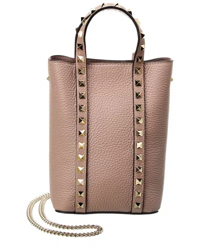 Valentino Garavani Valentino Rockstud Grainy Leather Tote In Pink