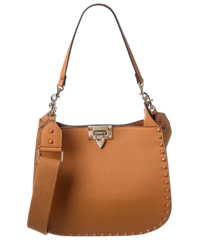 Valentino Garavani Valentino Rockstud Grainy Leather Tote In Brown