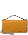Valentino Rockstud Grainy Leather Wallet On Chain In Brown