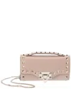 Valentino Rockstud Grainy Leather Clutch In Sand