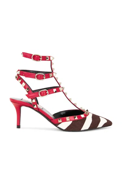 Valentino Garavani Rockstud Hair Calf Ankle Strap Pump In Multi