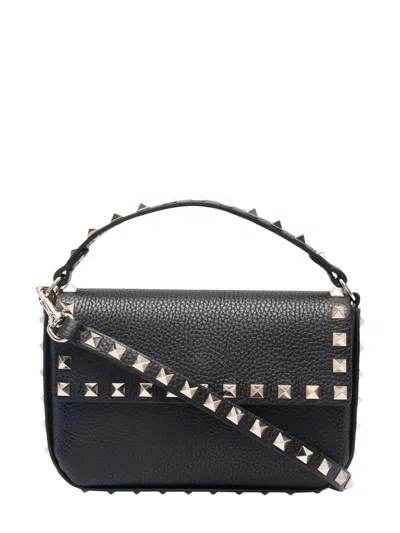 Valentino Garavani Rockstud Handbag By  With Silver-tone Studs And Adjustable Strap In Black