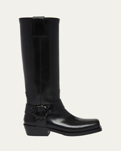 VALENTINO GARAVANI ROCKSTUD HARNESS BIKER BOOTS