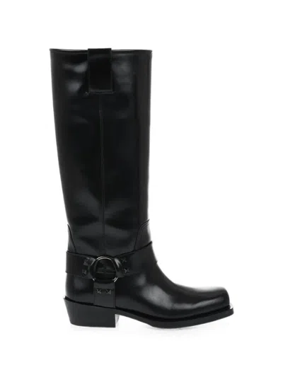 Valentino Garavani Rockstud Harness Boots In Black