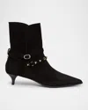 Valentino 40mm Rockstud Suede Ankle Boots In Nero