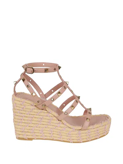 Valentino Garavani Rockstud Heeled Espadrilles In Pink