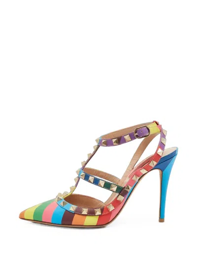 Pre-owned Valentino Garavani Rockstud Heeled Pumps In Blue