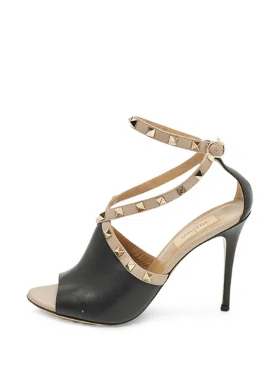 Pre-owned Valentino Garavani Rockstud Heeled Sandals In Black