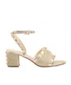 Valentino Garavani Rockstud Sandal In Laminated Nappa With Cornely Embroidery 60mm Woman Platinum 41 In Platinum Color