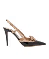 Valentino Rockstud Leather Slingback Pumps In Black