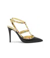 Valentino Rockstud Pumps With Strap In Black