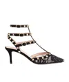 Valentino 65mm Rockstud Lace Stud Pumps In Black