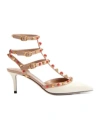 Valentino 65mm Rockstud Patent Leather Pumps In Nude