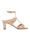 Valentino 60mm Rockstud Leather Sandals In Nude