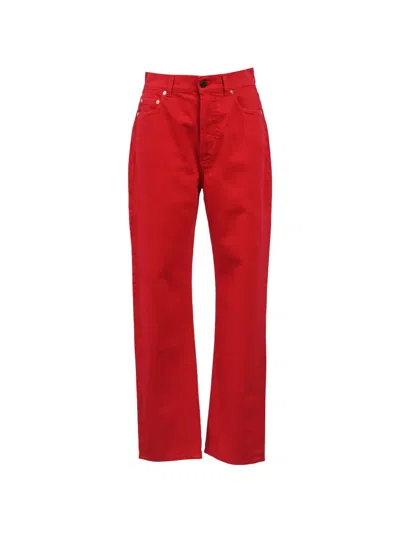 Pre-owned Valentino Rockstud High-rise Jeans In Red