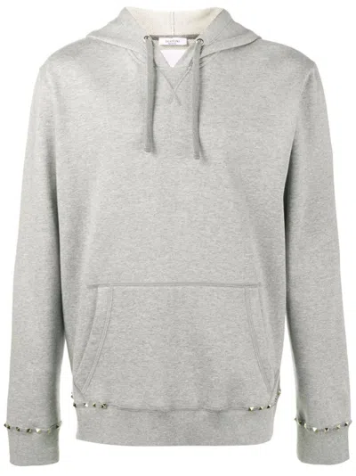 Valentino Rockstud Hoodie In Grey