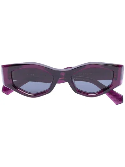 Valentino Rockstud Irregular-frame Sunglasses In Purple