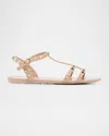 Valentino Garavani Rockstud Jelly Flat Gladiator Sandals In Brown