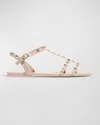 Valentino Rockstud Rubber Sandals In Poudre Color In Poudre