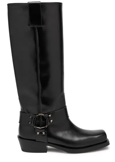 VALENTINO GARAVANI VALENTINO ROCKSTUD KNEE-HIGH LEATHER BOOTS