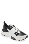 Valentino True Act Leather-trimmed Mesh And Rubber Sneakers In Nero-bianco