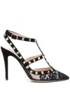 Valentino Rockstud Lace Studded Sandals 100mm In Multi
