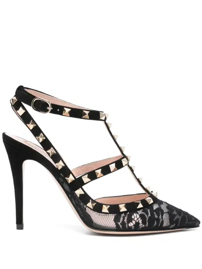 Valentino Garavani Rockstud Lace Studded Sandals 100mm In Multi