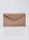 Valentino Rockstud Large Envelope Clutch Bag In Beige