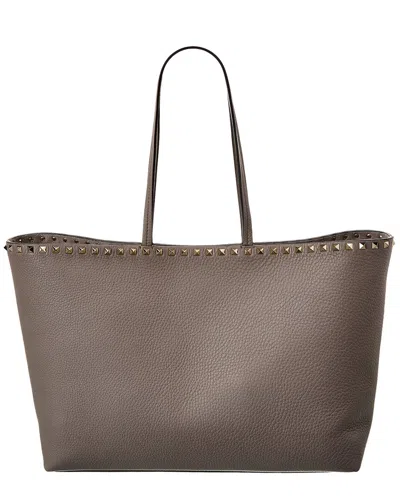 VALENTINO GARAVANI DNU VALENTINO ROCKSTUD LARGE GRAINY LEATHER SHOPPER TOTE