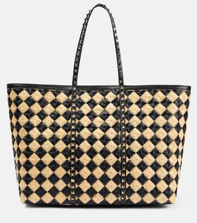 VALENTINO GARAVANI ROCKSTUD LARGE CHECKED TOTE BAG