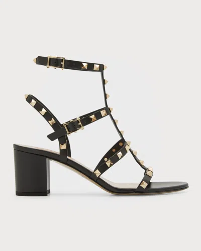 Valentino Garavani Garavani Rockstud 60 Leather Sandals In Black
