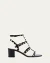Valentino Rockstud Leather 60mm City Sandals In Nero