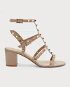 Valentino Rockstud Caged 60 Leather Ankle Strap Sandal In Multi