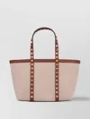 Valentino Rockstud Leather And Canvas Mini Tote Bag