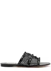 Valentino Rockstud-embellished Interwoven Slides In Black