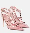 Valentino Rockstud Leather And Pvc Pumps In Pink