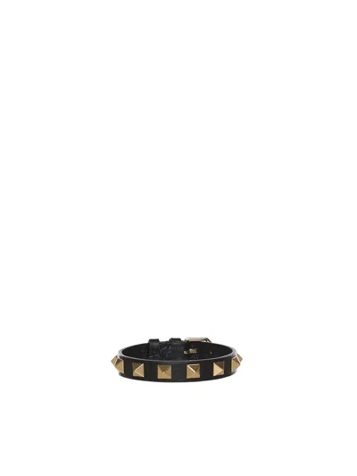 Valentino Garavani Rockstud Leather And Studded Bracelet In Neutral