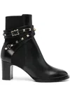 Valentino Garavani Rockstud 70mm Calfskin Ankle Boot Woman Black 41 In Black
