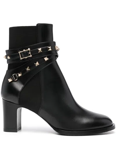 Valentino Garavani Rockstud Beatle 70 Leather Ankle Boots In Black