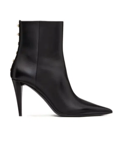 Valentino Garavani Rockstud Leather Ankle Boots In Black