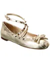 Valentino Rockstud Ballet Flats In Metallic Leather In Grey