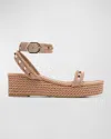 Valentino Garavani Rockstud Leather Ankle-strap Espadrilles In Brown
