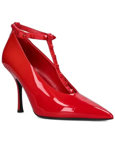 Valentino Garavani Valentino Rockstud Leather Ankle Strap Pump In Red