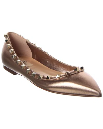 Valentino Garavani Valentino Rockstud Leather Ballerina Flat In Gold