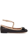 Valentino Rockstud Leather Flats In Black