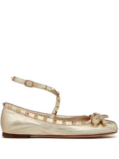 VALENTINO GARAVANI ROCKSTUD LEATHER BALLERINA SHOES