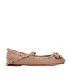 Valentino Silk Rockstud Ballet Flats In Nude