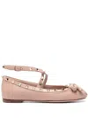 Valentino Silk Rockstud Ballet Flats In Rosa